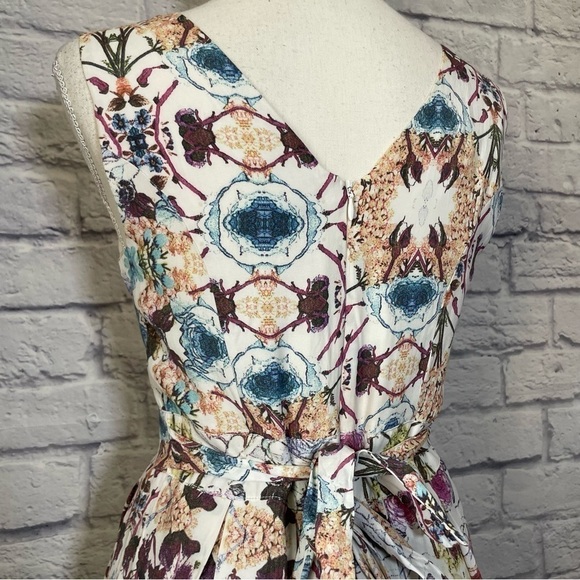 Ricki's Sleeveless Abstract Watercolor Tie Back Midi Dress Size 2 - Picture 7 of 12